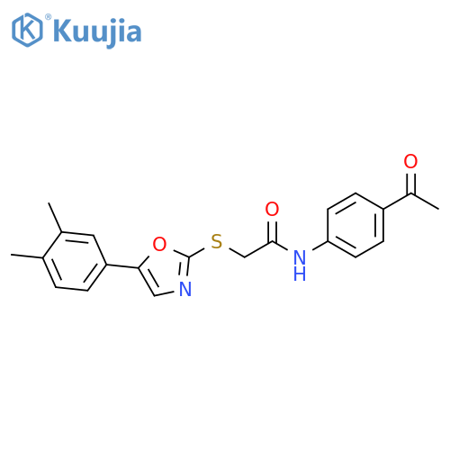 N-(4-acetylphenyl)-2-{[5-(3,4-dimethylphenyl)-1,3-oxazol-2-yl]sulfanyl}acetamide structure