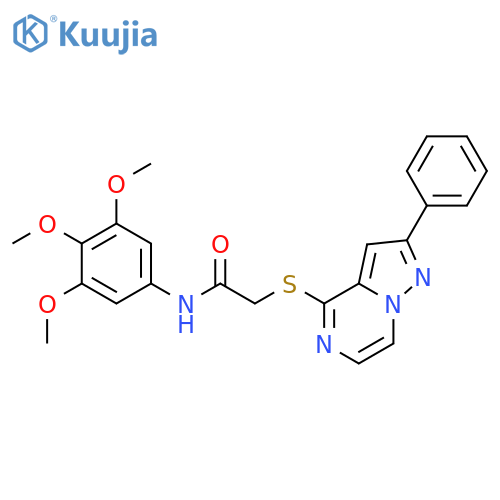 2-({2-phenylpyrazolo[1,5-a]pyrazin-4-yl}sulfanyl)-N-(3,4,5-trimethoxyphenyl)acetamide structure