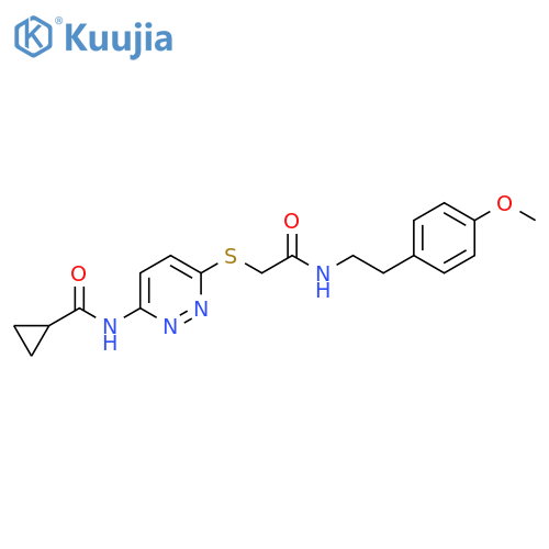 N-{6-[({[2-(4-methoxyphenyl)ethyl]carbamoyl}methyl)sulfanyl]pyridazin-3-yl}cyclopropanecarboxamide structure