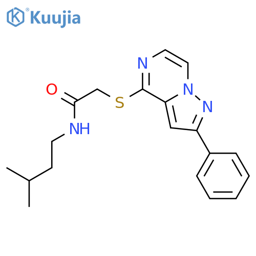 N-(3-methylbutyl)-2-({2-phenylpyrazolo[1,5-a]pyrazin-4-yl}sulfanyl)acetamide structure