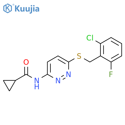 N-(6-{[(2-chloro-6-fluorophenyl)methyl]sulfanyl}pyridazin-3-yl)cyclopropanecarboxamide structure