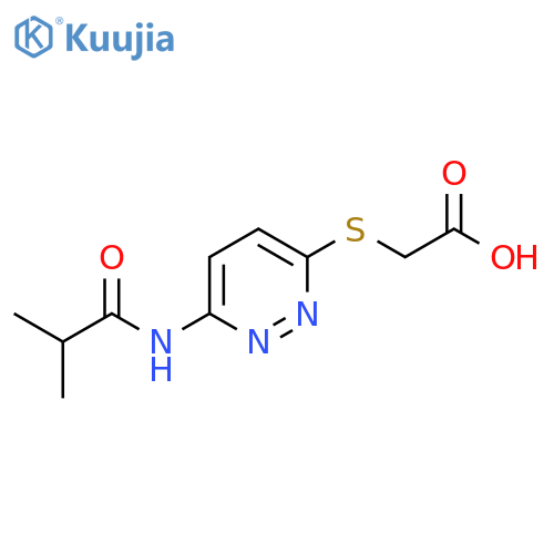 2-{[6-(2-methylpropanamido)pyridazin-3-yl]sulfanyl}acetic acid structure