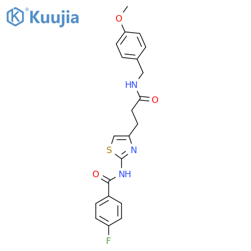4-fluoro-N-[4-(2-{[(4-methoxyphenyl)methyl]carbamoyl}ethyl)-1,3-thiazol-2-yl]benzamide structure