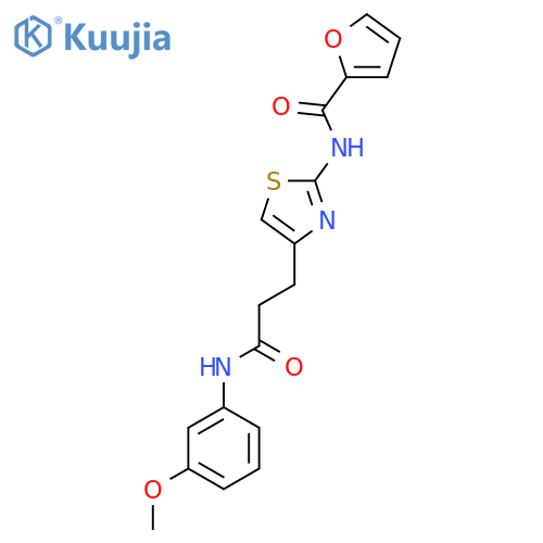 N-(4-{2-[(3-methoxyphenyl)carbamoyl]ethyl}-1,3-thiazol-2-yl)furan-2-carboxamide structure