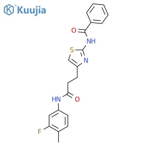N-(4-{2-[(3-fluoro-4-methylphenyl)carbamoyl]ethyl}-1,3-thiazol-2-yl)benzamide structure