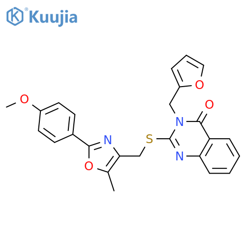 3-[(furan-2-yl)methyl]-2-({[2-(4-methoxyphenyl)-5-methyl-1,3-oxazol-4-yl]methyl}sulfanyl)-3,4-dihydroquinazolin-4-one structure