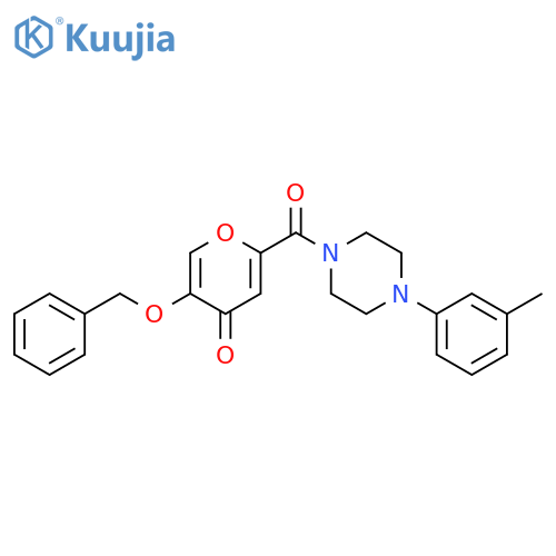 5-(benzyloxy)-2-[4-(3-methylphenyl)piperazine-1-carbonyl]-4H-pyran-4-one structure