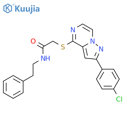 2-{[2-(4-chlorophenyl)pyrazolo[1,5-a]pyrazin-4-yl]sulfanyl}-N-(2-phenylethyl)acetamide structure