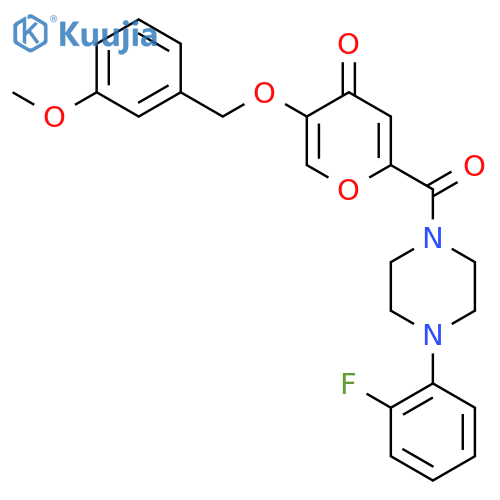 2-[4-(2-fluorophenyl)piperazine-1-carbonyl]-5-[(3-methoxyphenyl)methoxy]-4H-pyran-4-one structure