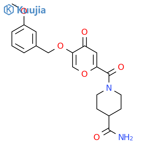 1-{5-[(3-methoxyphenyl)methoxy]-4-oxo-4H-pyran-2-carbonyl}piperidine-4-carboxamide structure