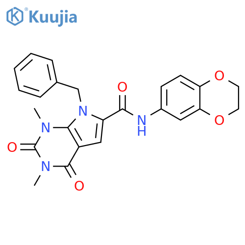 7-benzyl-N-(2,3-dihydro-1,4-benzodioxin-6-yl)-1,3-dimethyl-2,4-dioxo-1H,2H,3H,4H,7H-pyrrolo[2,3-d]pyrimidine-6-carboxamide structure