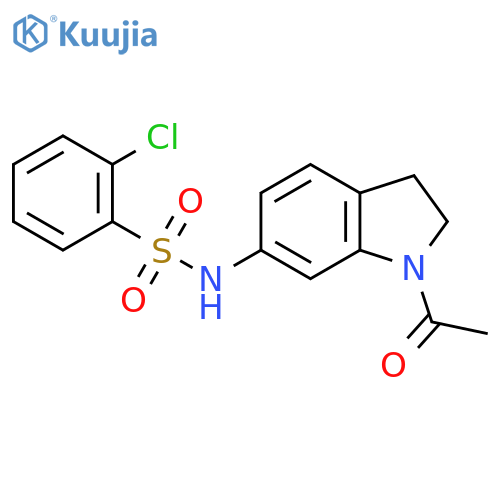 N-(1-acetyl-2,3-dihydro-1H-indol-6-yl)-2-chlorobenzene-1-sulfonamide structure