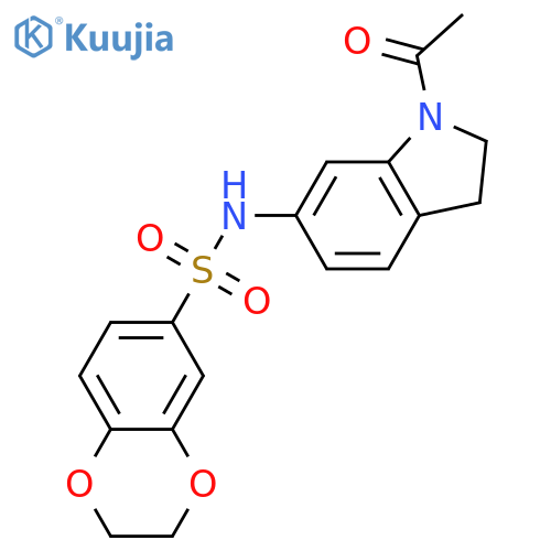 N-(1-acetyl-2,3-dihydro-1H-indol-6-yl)-2,3-dihydro-1,4-benzodioxine-6-sulfonamide structure