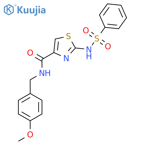 2-benzenesulfonamido-N-[(4-methoxyphenyl)methyl]-1,3-thiazole-4-carboxamide structure