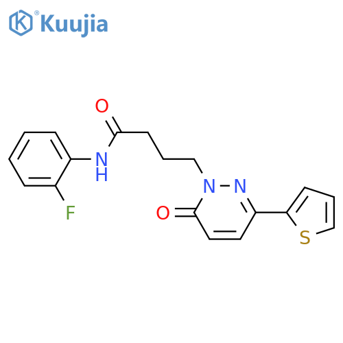 N-(2-fluorophenyl)-4-[6-oxo-3-(thiophen-2-yl)-1,6-dihydropyridazin-1-yl]butanamide structure