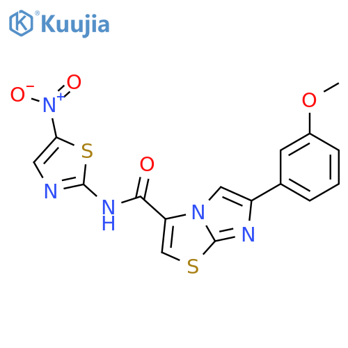 6-(3-methoxyphenyl)-N-(5-nitro-1,3-thiazol-2-yl)imidazo[2,1-b][1,3]thiazole-3-carboxamide structure