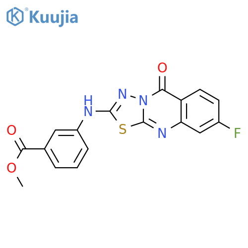methyl 3-({8-fluoro-5-oxo-5H-[1,3,4]thiadiazolo[2,3-b]quinazolin-2-yl}amino)benzoate structure