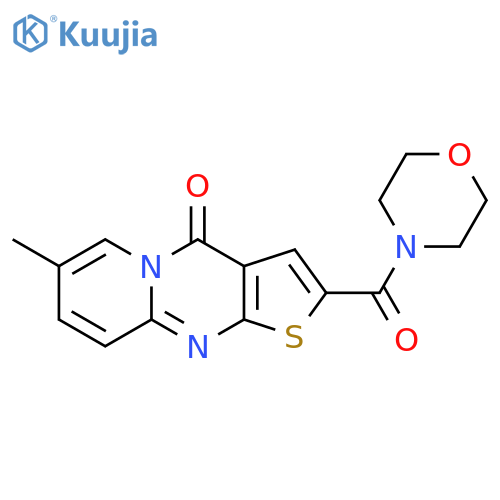 12-methyl-5-(morpholine-4-carbonyl)-6-thia-1,8-diazatricyclo[7.4.0.0^{3,7}]trideca-3(7),4,8,10,12-pentaen-2-one structure