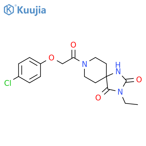 8-[2-(4-chlorophenoxy)acetyl]-3-ethyl-1,3,8-triazaspiro[4.5]decane-2,4-dione structure