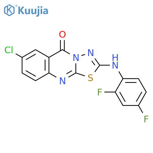 7-chloro-2-[(2,4-difluorophenyl)amino]-5H-[1,3,4]thiadiazolo[2,3-b]quinazolin-5-one structure