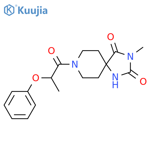3-methyl-8-(2-phenoxypropanoyl)-1,3,8-triazaspiro[4.5]decane-2,4-dione structure