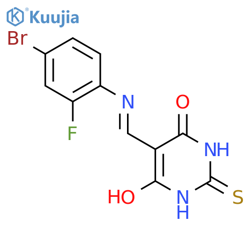 5-{[(4-bromo-2-fluorophenyl)amino]methylidene}-2-sulfanylidene-1,3-diazinane-4,6-dione structure
