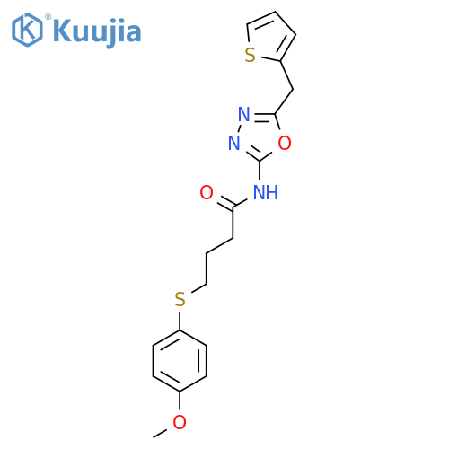 4-[(4-methoxyphenyl)sulfanyl]-N-{5-[(thiophen-2-yl)methyl]-1,3,4-oxadiazol-2-yl}butanamide structure