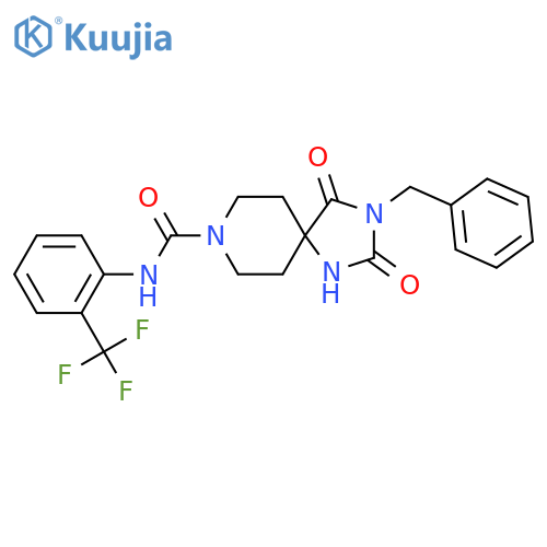 3-benzyl-2,4-dioxo-N-[2-(trifluoromethyl)phenyl]-1,3,8-triazaspiro[4.5]decane-8-carboxamide structure