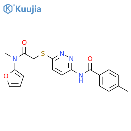 N-{6-[({[(furan-2-yl)methyl]carbamoyl}methyl)sulfanyl]pyridazin-3-yl}-4-methylbenzamide structure