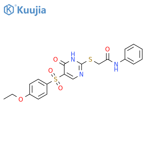 2-{[5-(4-ethoxybenzenesulfonyl)-6-oxo-1,6-dihydropyrimidin-2-yl]sulfanyl}-N-phenylacetamide structure