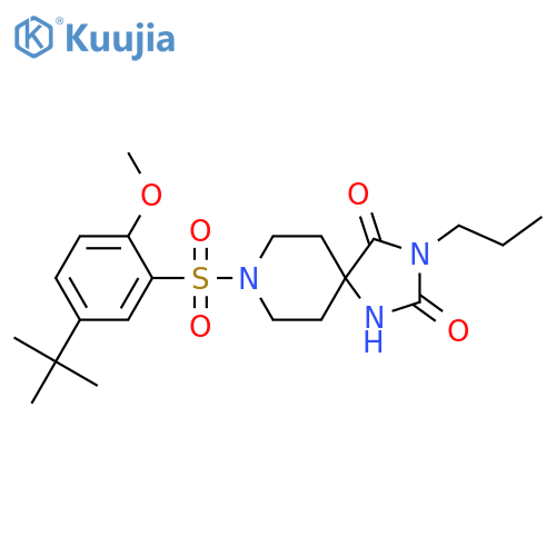 8-(5-tert-butyl-2-methoxybenzenesulfonyl)-3-propyl-1,3,8-triazaspiro[4.5]decane-2,4-dione structure