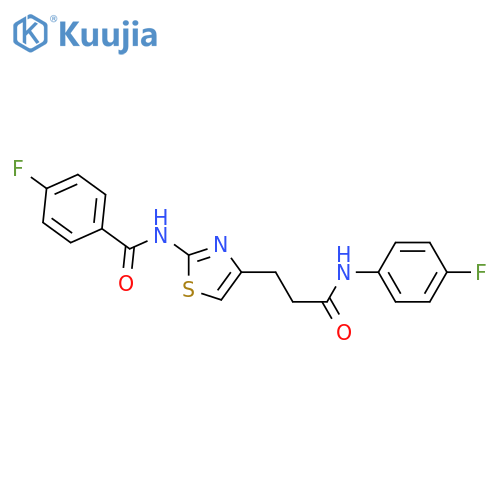 4-fluoro-N-(4-{2-[(4-fluorophenyl)carbamoyl]ethyl}-1,3-thiazol-2-yl)benzamide structure