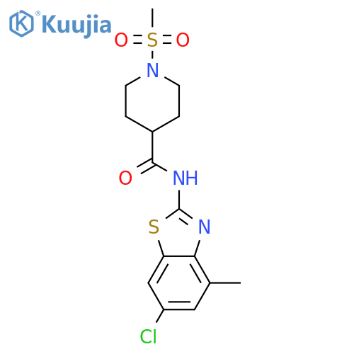 N-(6-chloro-4-methyl-1,3-benzothiazol-2-yl)-1-methanesulfonylpiperidine-4-carboxamide structure
