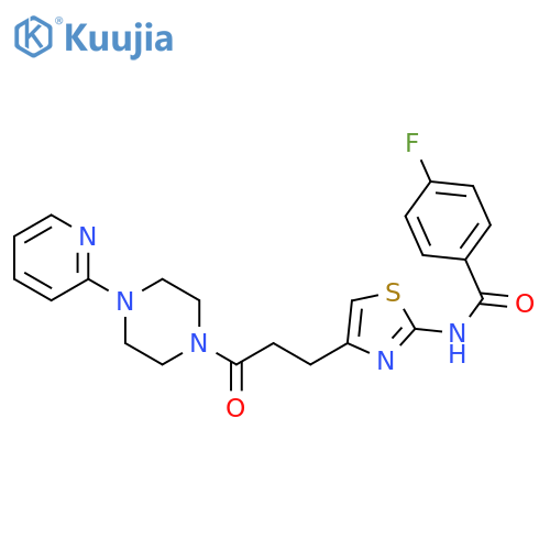 4-fluoro-N-(4-{3-oxo-3-[4-(pyridin-2-yl)piperazin-1-yl]propyl}-1,3-thiazol-2-yl)benzamide structure