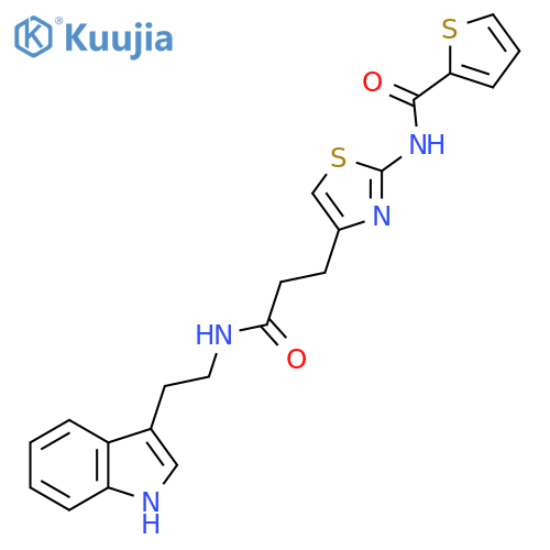 N-[4-(2-{[2-(1H-indol-3-yl)ethyl]carbamoyl}ethyl)-1,3-thiazol-2-yl]thiophene-2-carboxamide structure