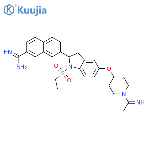 2-Naphthalenecarboximidamide, 7-[(2R)-1-(ethylsulfonyl)-2,3-dihydro-5-[[1-(1-iminoethyl)-4-piperidinyl]oxy]-1H-indol-2-yl]- structure