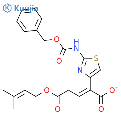 2-Pentenedioic acid, 2-[2-[[(phenylmethoxy)carbonyl]amino]-4-thiazolyl]-, 5-(3-methyl-2-butenyl) ester, (E)- structure