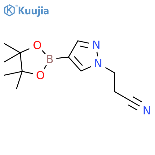 3-[4-(4,4,5,5-tetramethyl-1,3,2-dioxaborolan-2-yl)-1H-pyrazol-1-yl]propanenitrile structure