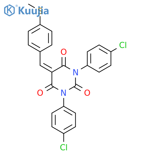 1,3-Bis(4-chlorophenyl)-5-((4-methylthiophenyl)methylene)-1,3-diazaperhydroine-2,4,6-trione structure