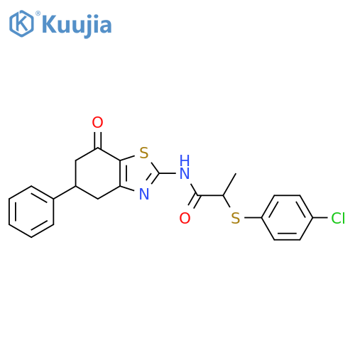 2-(4-Chlorophenylthio)-N-(7-oxo-5-phenyl(4,5,6-trihydrobenzothiazol-2-yl))propanamide structure
