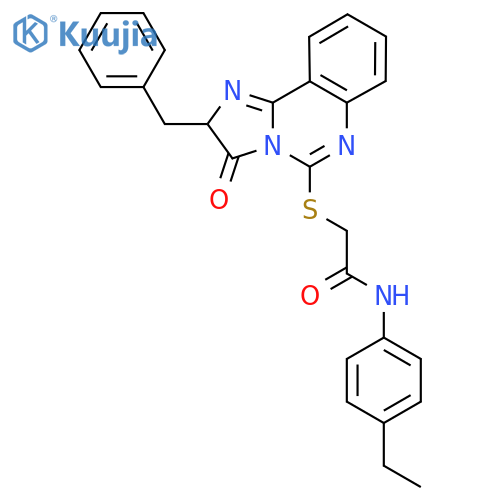 2-({2-benzyl-3-oxo-2H,3H-imidazo[1,2-c]quinazolin-5-yl}sulfanyl)-N-(4-ethylphenyl)acetamide structure