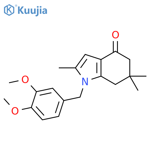 1-[(3,4-dimethoxyphenyl)methyl]-2,6,6-trimethyl-4,5,6,7-tetrahydro-1H-indol-4-one structure