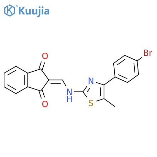 2-[[[4-(4-bromophenyl)-5-methyl-1,3-thiazol-2-yl]amino]methylidene]indene-1,3-dione structure