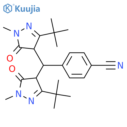 4-[bis(3-tert-butyl-1-methyl-5-oxo-4H-pyrazol-4-yl)methyl]benzonitrile structure