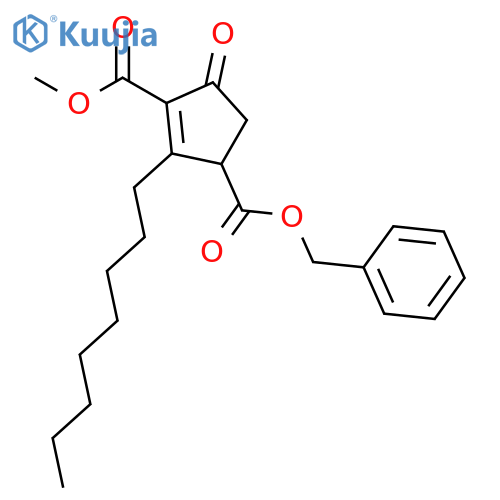 1-Cyclopentene-1,3-dicarboxylic acid, 2-octyl-5-oxo-, 1-methyl 3-(phenylmethyl) ester structure