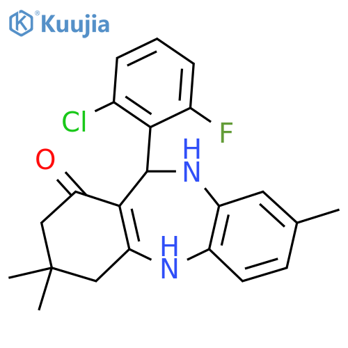 6-(2-chloro-6-fluorophenyl)-3,9,9-trimethyl-6,8,10,11-tetrahydro-5H-benzo[b][1,4]benzodiazepin-7-one structure