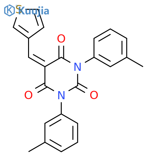 1,3-Bis(3-methylphenyl)-5-(3-thienylmethylene)-1,3-diazaperhydroine-2,4,6-trione structure