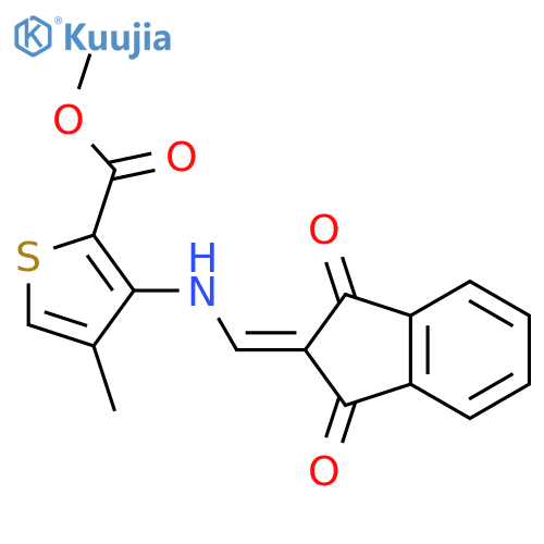 methyl 3-{[(1,3-dioxo-2,3-dihydro-1H-inden-2-ylidene)methyl]amino}-4-methylthiophene-2-carboxylate structure