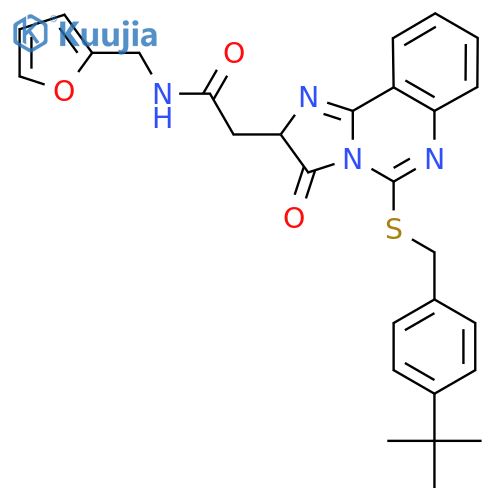 2-(5-{[(4-tert-butylphenyl)methyl]sulfanyl}-3-oxo-2H,3H-imidazo[1,2-c]quinazolin-2-yl)-N-[(furan-2-yl)methyl]acetamide structure