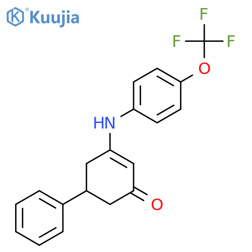 5-Phenyl-3-((4-(trifluoromethoxy)phenyl)amino)cyclohex-2-EN-1-one structure